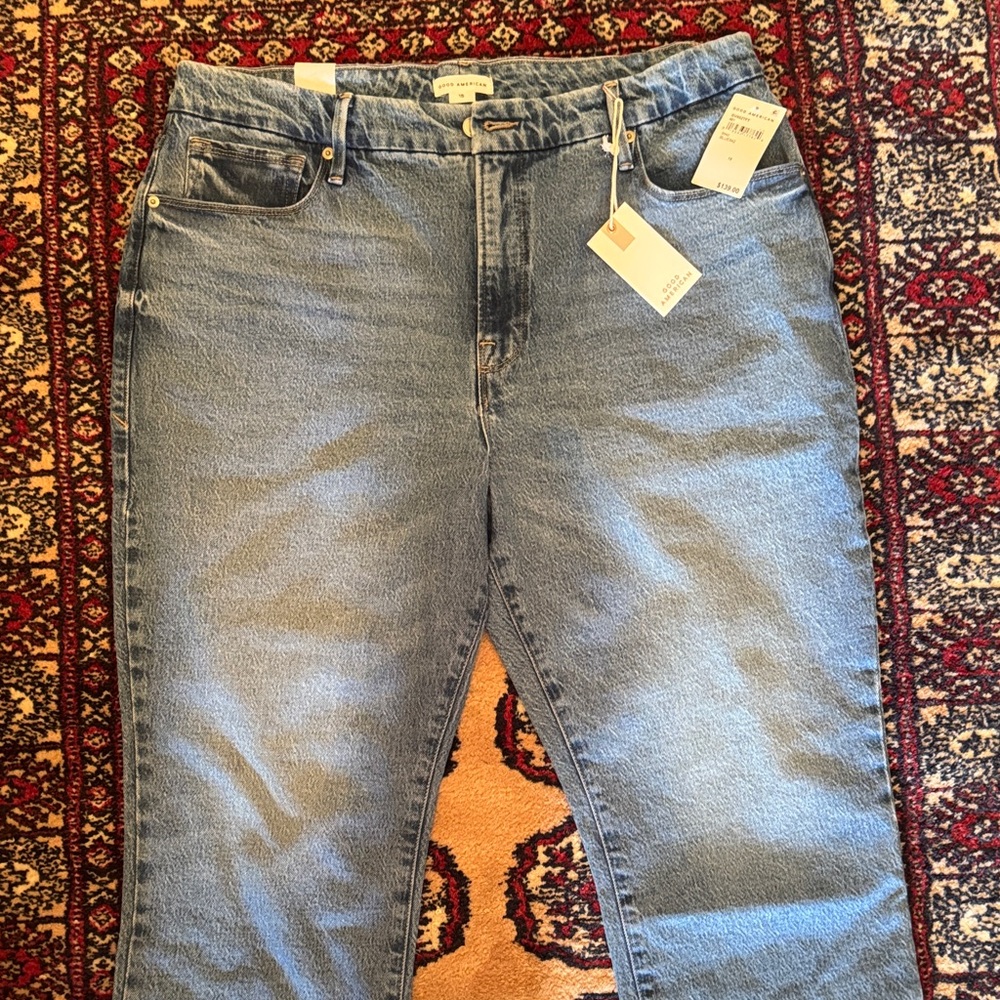 Good American Women's Straight Leg Blue Jeans Sz 15 NWT